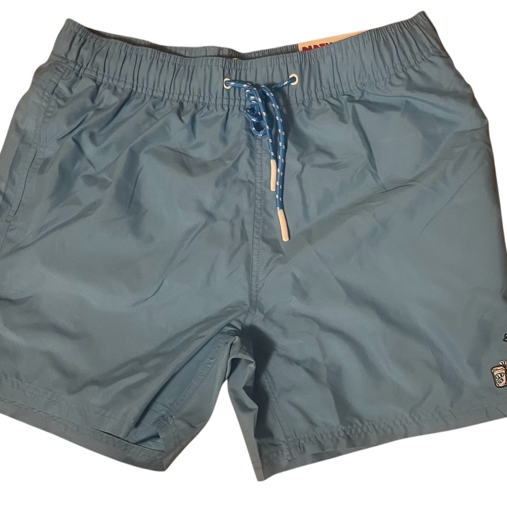 Party Sharks - Men’s XL - Swim Trunks Blue 6.5” Inseam Mesh Lined Quick Dry NWT